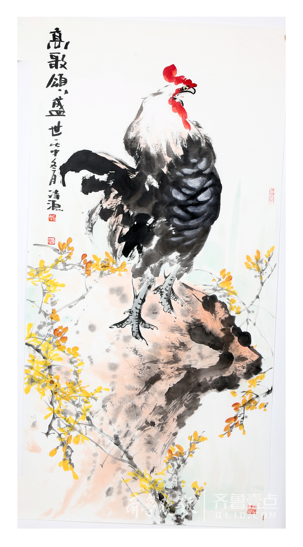 滕州籍画家李诗源画鸡庆新春