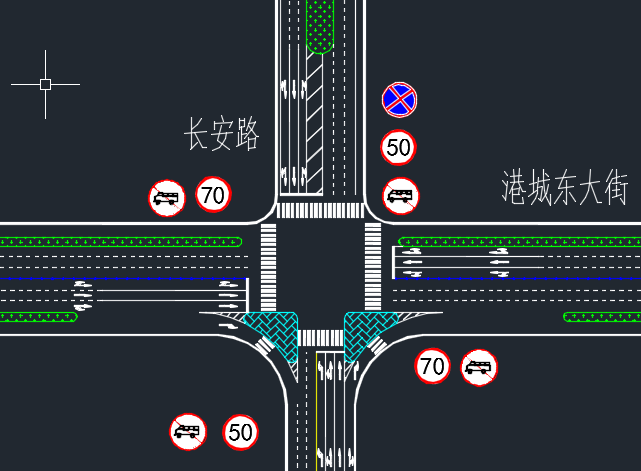 路口再渠化,缓解港城东大街与长安路交叉口拥堵